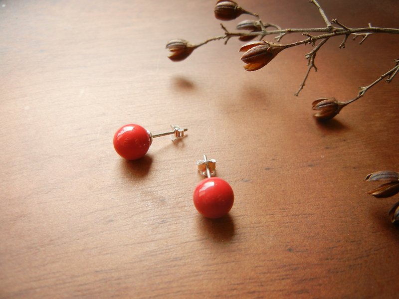 *coucoubird*clown red nose/925 Silver earrings - Earrings & Clip-ons - Gemstone Red