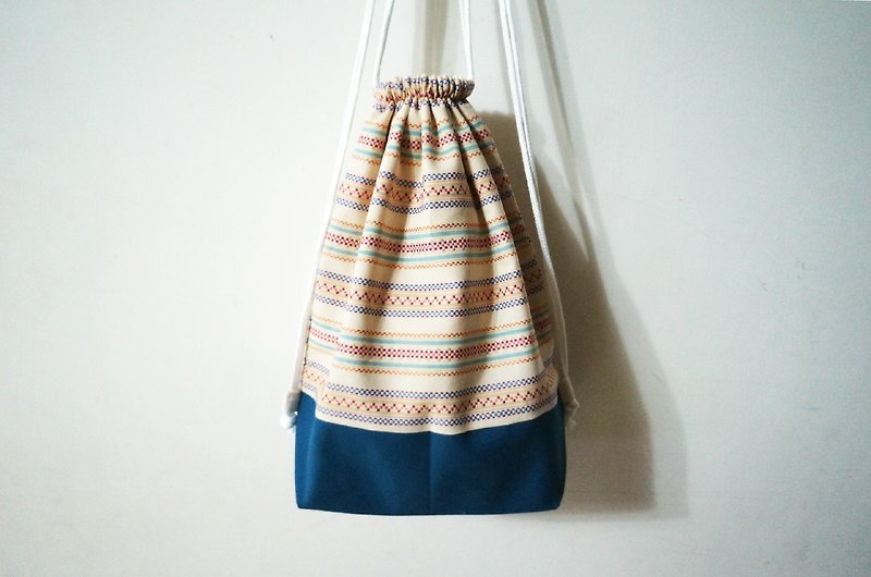 When ethnic white meets blue - Drawstring Bags - Other Materials Blue