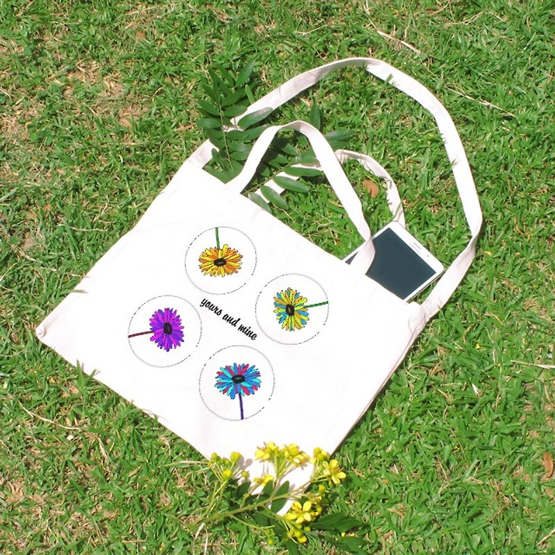 Your flowers my flowers horizontal canvas bag - Messenger Bags & Sling Bags - Other Materials 