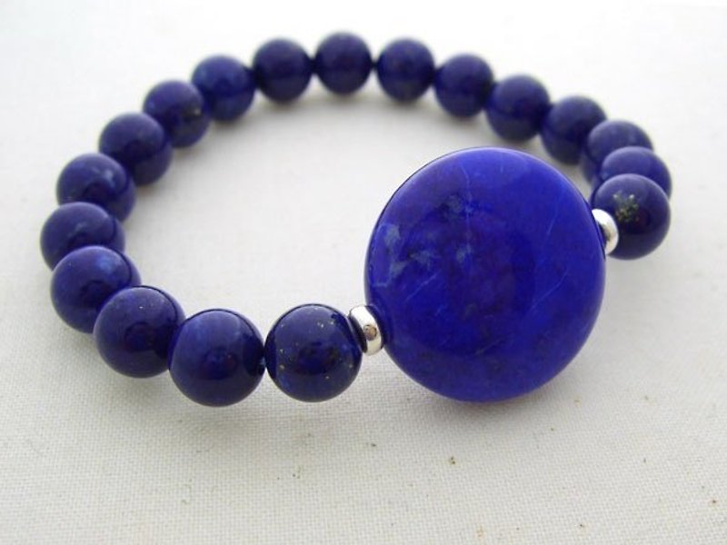 深邃無垠的宇宙藍‧8mm頂級藏青色青金石18子手珠 - Bracelets - Gemstone Blue