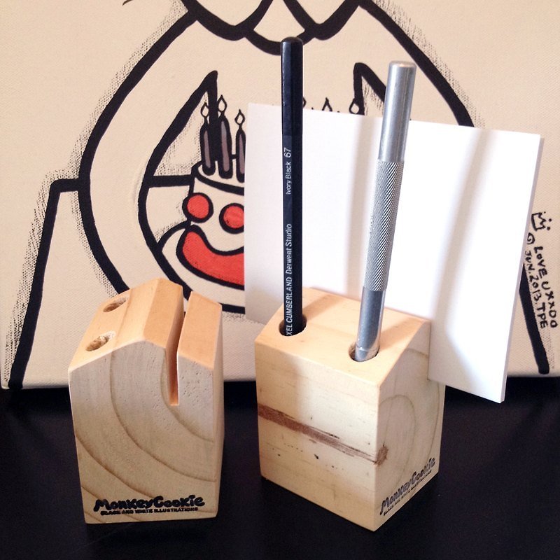 Manual happiness cabin dual-use note paper pen holder - กระดาษโน้ต - ไม้ สีนำ้ตาล