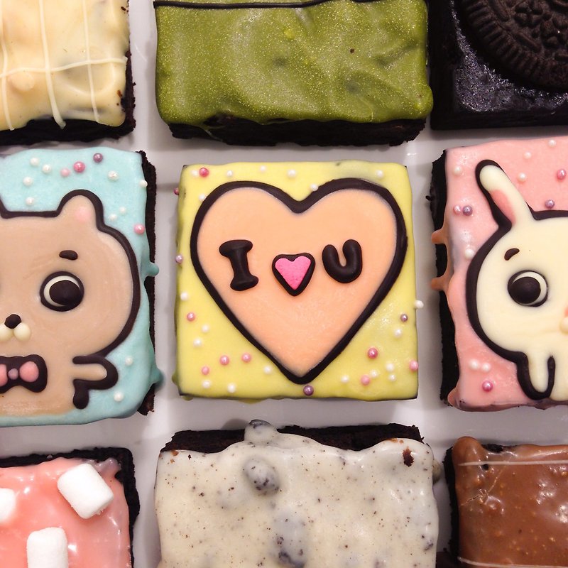 [Bear] Mr. brownies into raging love you 9 boxes / Valentine painted Brownie - เค้กและของหวาน - อาหารสด สึชมพู