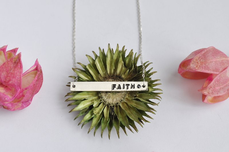faith belief sterling silver plate necklace customized - Collar Necklaces - Other Metals Silver
