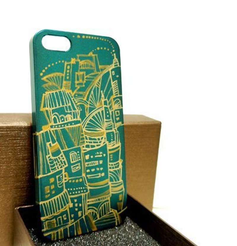 【金色九份】Apple iPhone 5 手繪保護殼 - 手機殼/手機套 - 塑膠 綠色