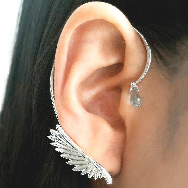 飛翔之翼純銀耳掛 - 耳環/耳夾 - 純銀 銀色
