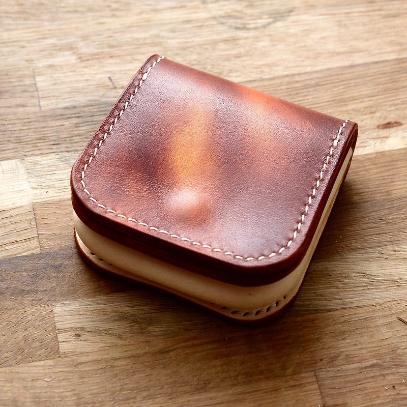 Handmade custom pure cowhide earphone data cable coin purse digital small accessories storage leather box - หูฟัง - หนังแท้ สีนำ้ตาล