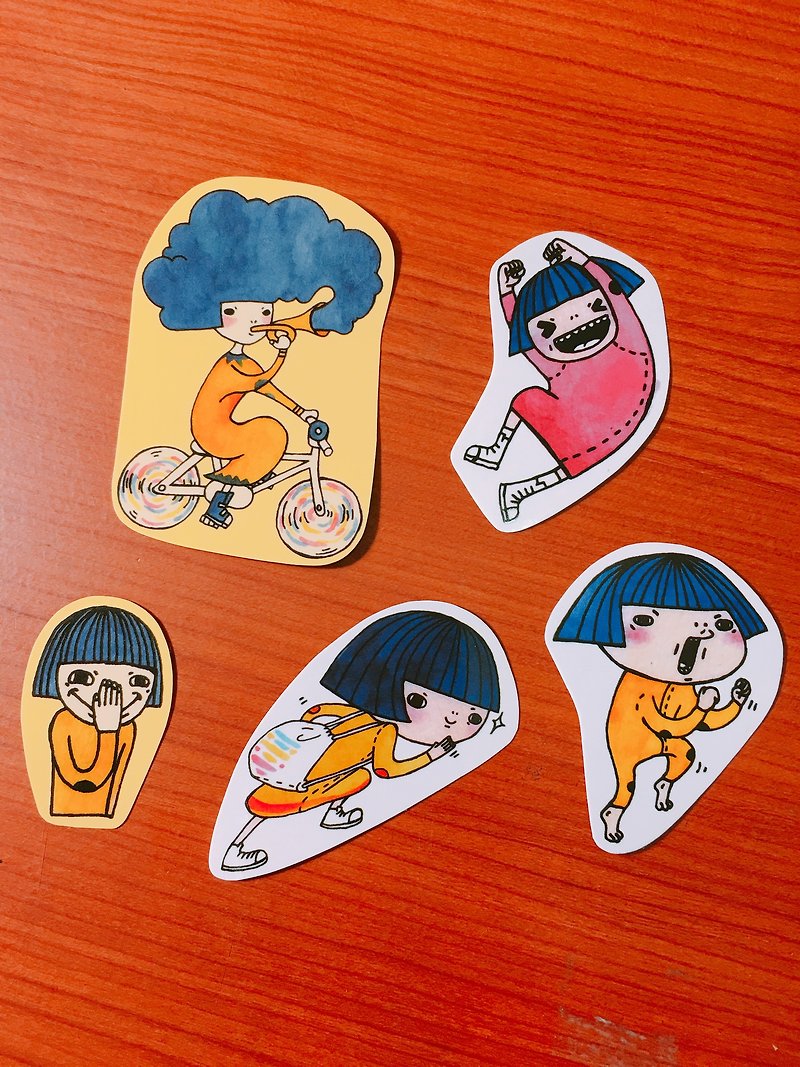 girl .mood.Transparent stickers - Stickers - Waterproof Material Blue