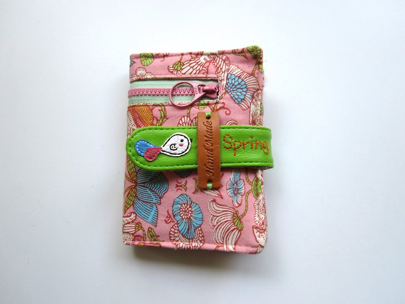 *1 + 1 = 5 / youth came cloth flowers birdie short clip* - Wallets - Other Materials Pink