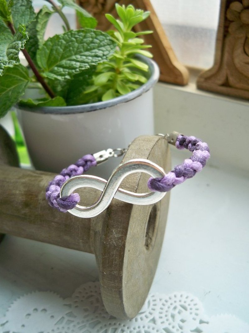 Infinity woven bracelet - purple + purple -1 bar (optional color) - Bracelets - Cotton & Hemp Purple