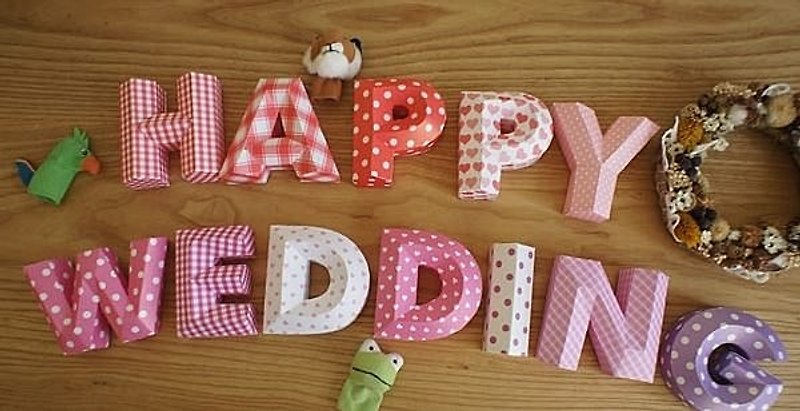 Wedding Decoration / wedding props / HAPPY WEDDING / three-dimensional character / small section - Wood, Bamboo & Paper - Paper Multicolor