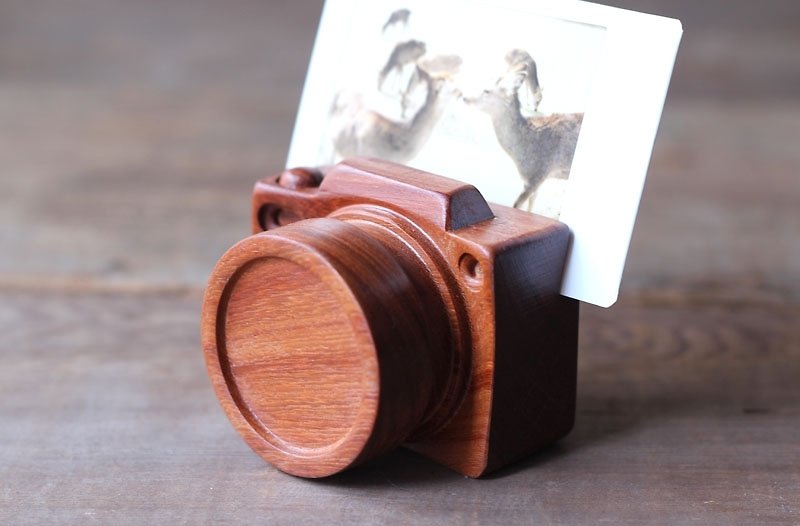手作りの木製の小型カメラ▣カード写真フォルダ - フォトアルバム - 木製 オレンジ