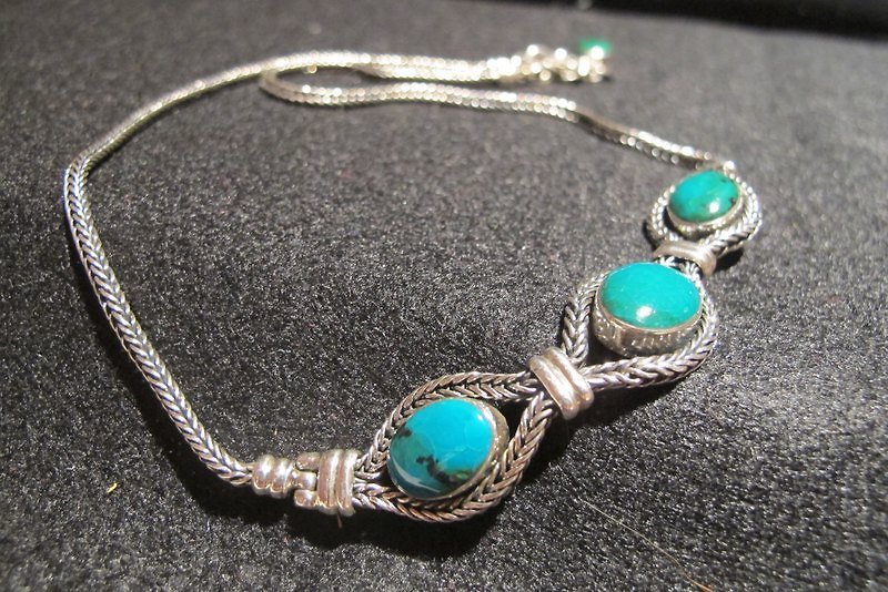 950手工純銀藍綠寶石項鍊 - Necklaces - Gemstone Multicolor