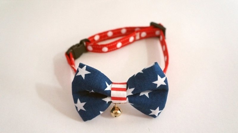 [Miya ko.] Handmade cloth grocery cats and dogs tie / tweeted / bow / Star / American wind / pet collars - Collars & Leashes - Other Materials 