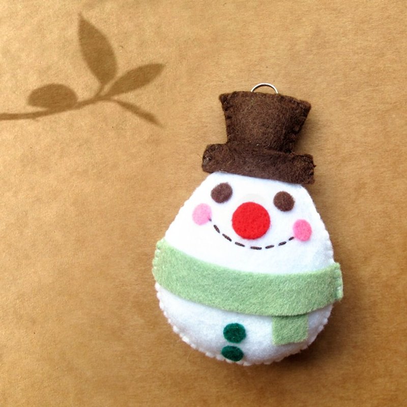 Handmade non-woven charm _ gentleman snowman..... mobile phone charm, key ring, bag charm - Keychains - Other Materials White