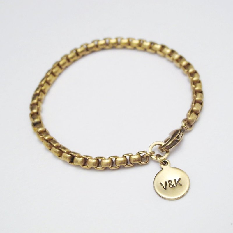 [Orange] MUCHU Mu simplicity. Stenciled lettering logo brass bracelet SB028 - Bracelets - Other Metals Gold