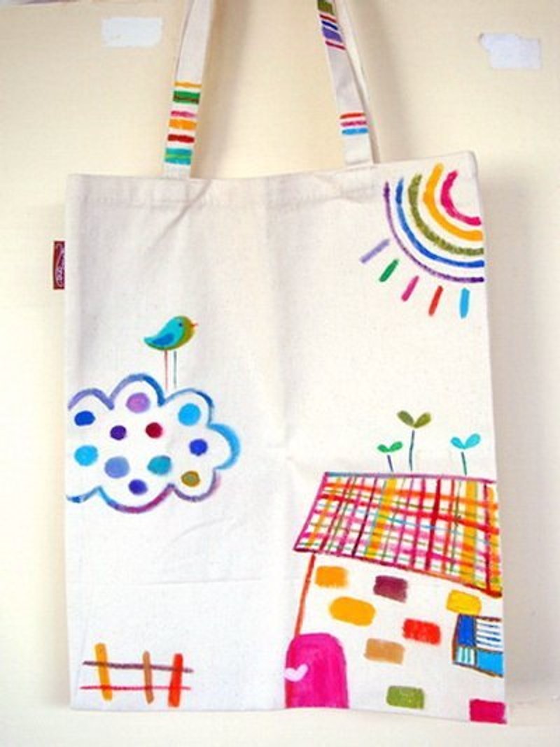 純手繪*簡約風格側背袋 - Messenger Bags & Sling Bags - Other Materials Multicolor