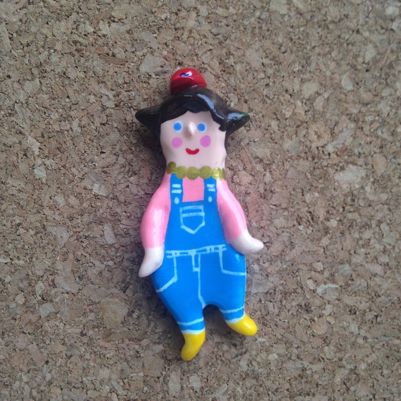 People Tutu-- [big doll red truck cap, blue suspenders, fixed installation is complete! ] Pin - Brooches - Other Materials Blue
