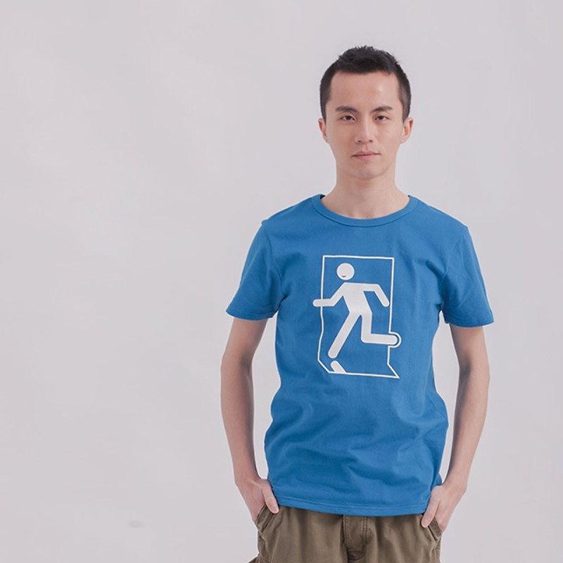 Emergency Travel peach cotton T-shirt Man - Men's T-Shirts & Tops - Cotton & Hemp Blue