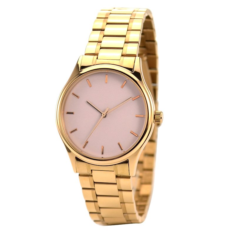 Rose Gold Watch with rose gold indexes in creamy face with metal band - นาฬิกาผู้หญิง - โลหะ สีกากี