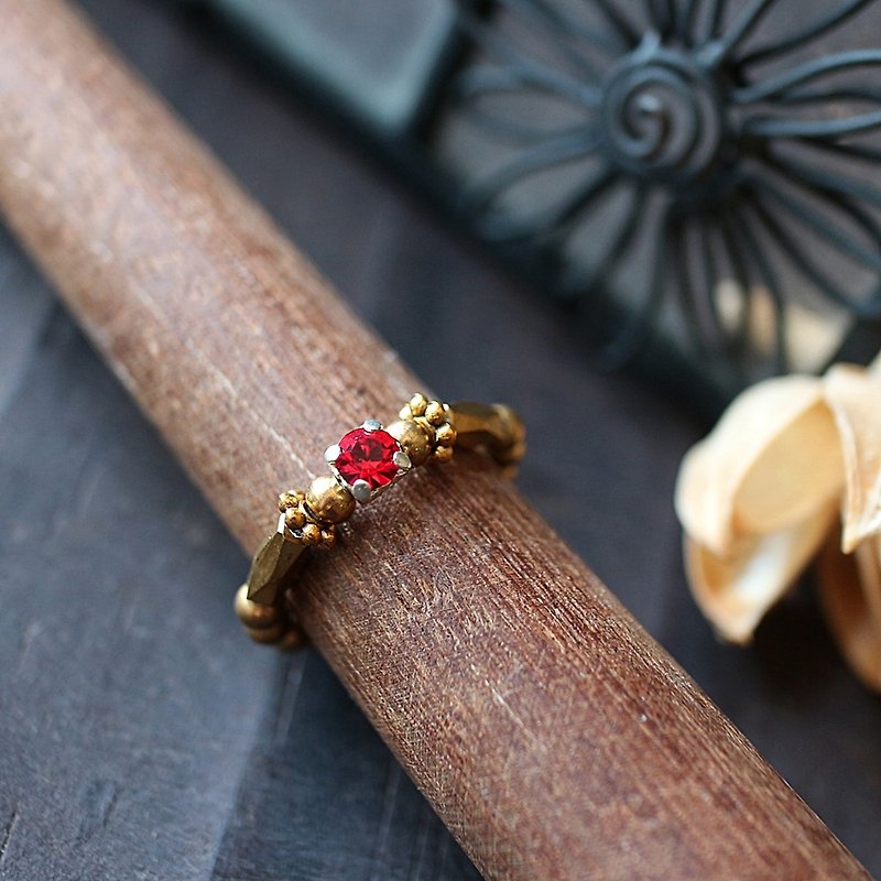 EF flow of time NO.190 red Bronze elegant diamond elastic ring tail ring foot ring - General Rings - Other Materials Red