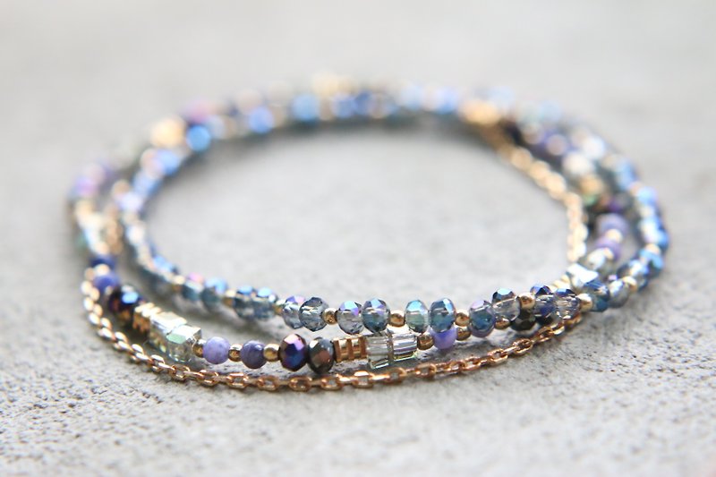 < ☞ HAND IN HAND ☜ > Crystal - around two laps bracelet (0597) - Bracelets - Gemstone Multicolor