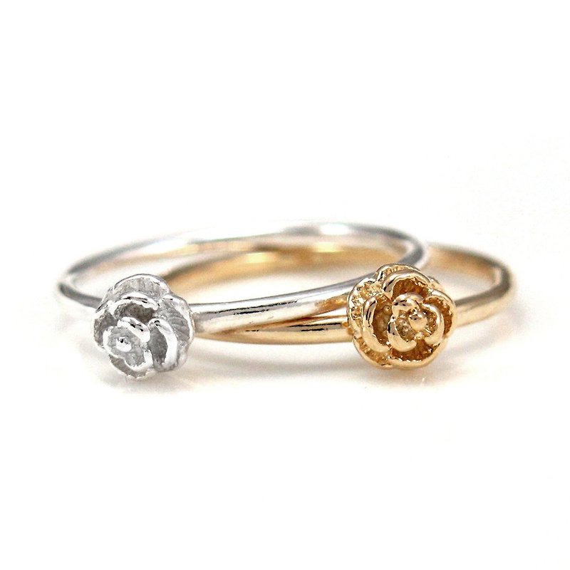 Ring rose vows 925 sterling silver ring rose shape (2 colors available)-64DESIGN - แหวนทั่วไป - เงินแท้ สีทอง