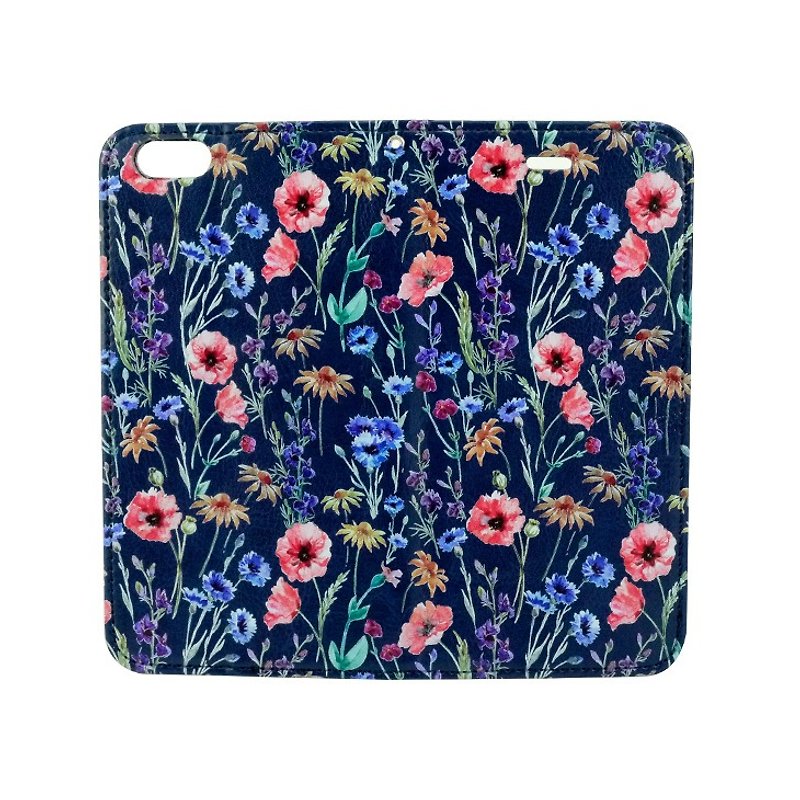 Reversing GO-365 Good Day Series-<Mother's Flower Dress>-Mobile Leather Case (Navy) - Phone Cases - Faux Leather Multicolor