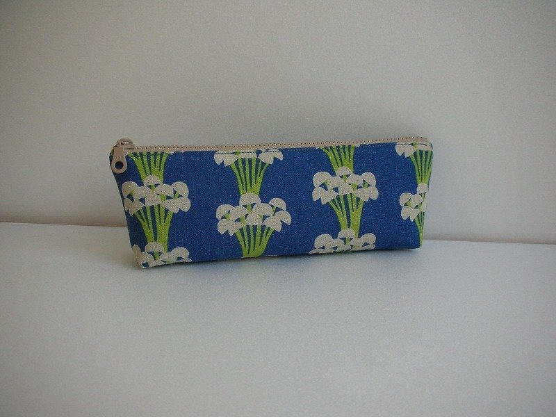 bagme mushroom pattern cotton (blue) - Pencil / 000 packets / debris bag - Toiletry Bags & Pouches - Other Materials Blue