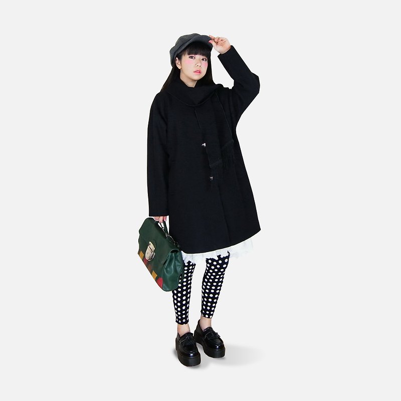 A‧PRANK: DOLLY :: VINTAGE retro with a black scarf shape collar coat jacket - Women's Casual & Functional Jackets - Cotton & Hemp 