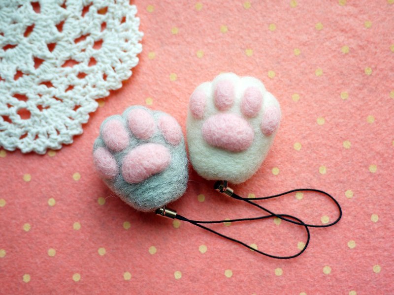 Sheep shipping [free registration] felt DIY ~ cute cat meatballs material package phone lanyard - ตุ๊กตา - ขนแกะ หลากหลายสี