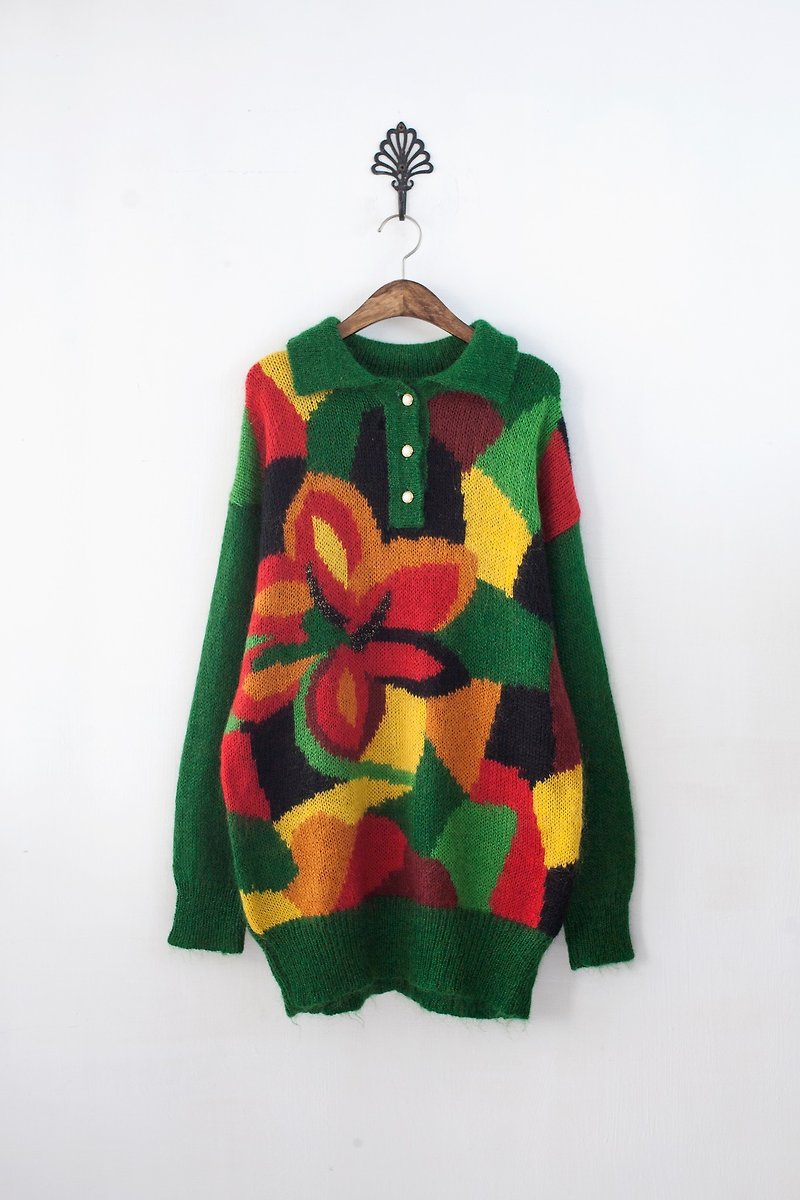 [Banana Flyin & # 39;] big flower green pullover Long - Women's Sweaters - Other Materials 