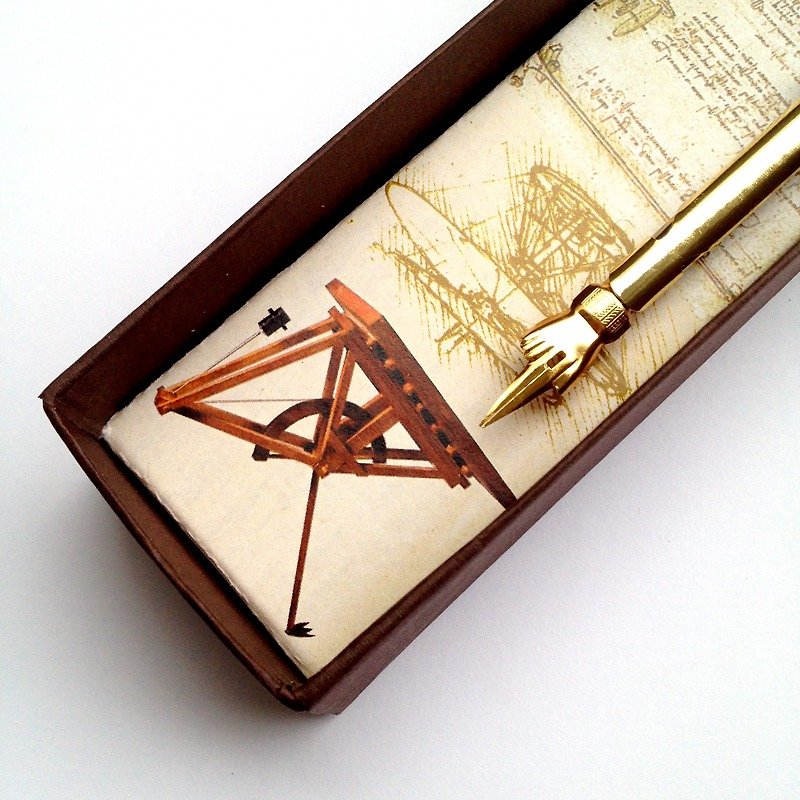 LEVI01 Leonardo da Vinci Writing Set-Nibholder+Nib+Ink /Francesco Rubinato - Dip Pens - Wood Brown