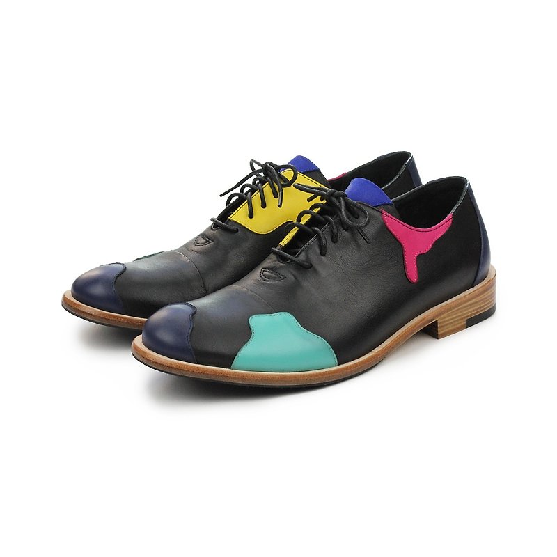 Oxford shoes Encounter Macaroon M1087A Black Duke - Men's Oxford Shoes - Genuine Leather Multicolor