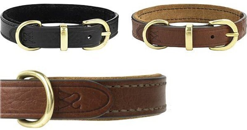 Wes [W & amp; S] elegant suede leather collar - Size XL- black - Collars & Leashes - Genuine Leather Orange