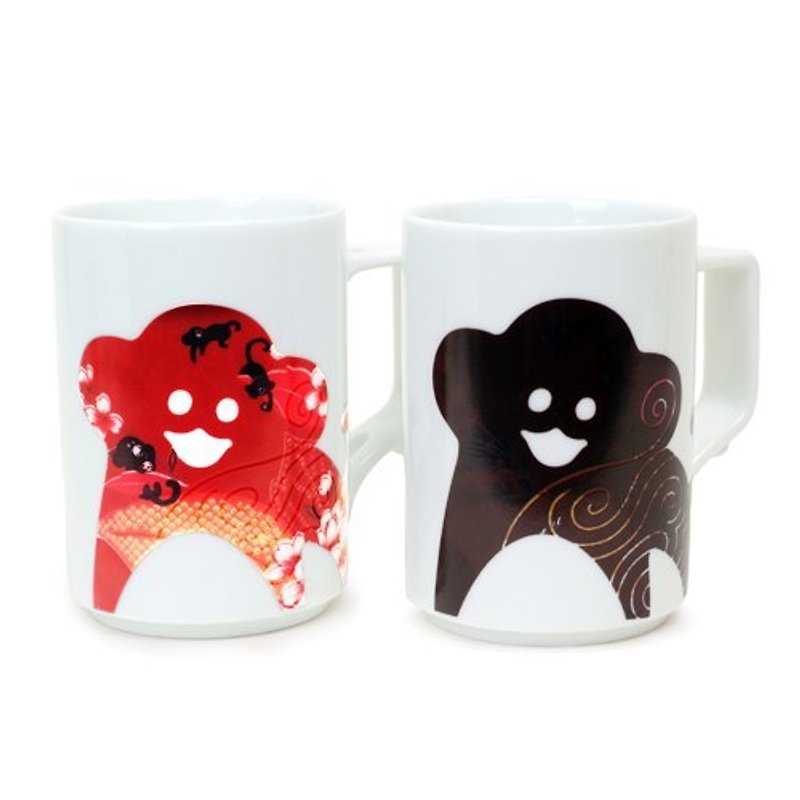 [Dot Design] Flower Monkey Color Change Cup - Curve Red - แก้วมัค/แก้วกาแฟ - วัสดุอื่นๆ สีแดง