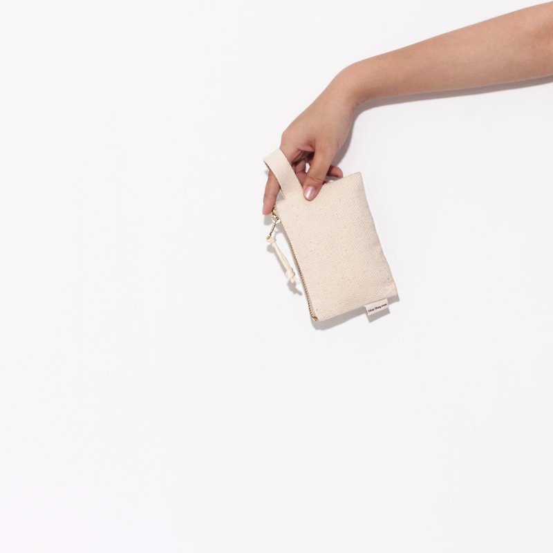 棉．麻 零錢包/小錢包 白色 - A6 極簡小物包 零錢包