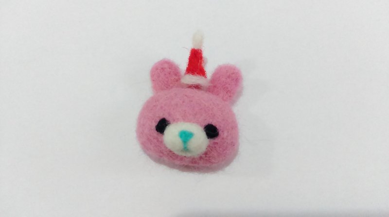 Christmas Bunnyt-Wool felt  (Strength magnet) - Magnets - Wool Pink