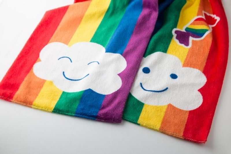 Six-color rainbow smile cloud rainbow scarf - ผ้าพันคอ - วัสดุอื่นๆ หลากหลายสี