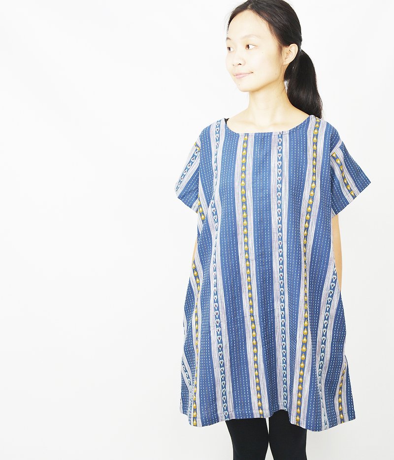kantha hand-woven dress _ fair trade - One Piece Dresses - Other Materials Blue