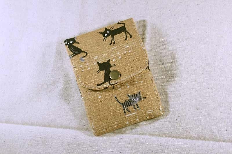 卡片名片收納袋-在音譜上的貓 - 名片夾/名片盒 - 其他材質 咖啡色