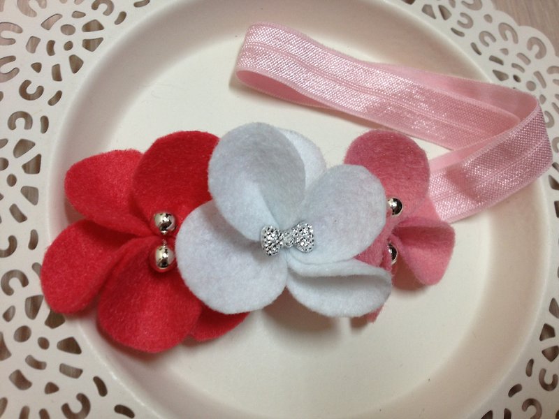 Flower elastic hair band - Bibs - Other Materials Pink