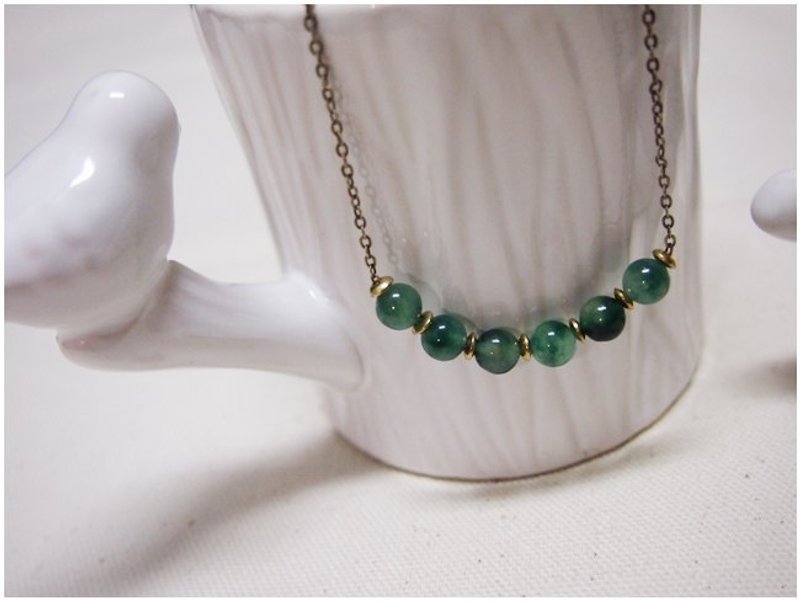 little stone necklace 六福弧線(湖水綠)-項鍊 - 項鍊 - 其他材質 綠色