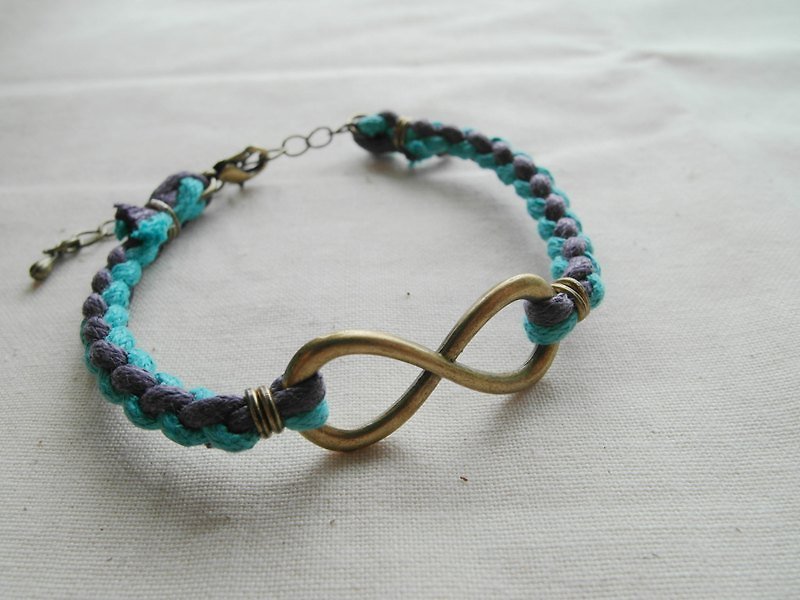 ~ M + Bear ~ Love Unlimited Love Unlimited, 8 wax rope braided bracelet (bronze violet) - สร้อยข้อมือ - โลหะ สีน้ำเงิน