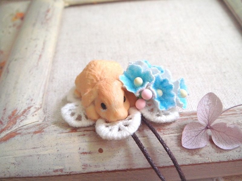 Garohands Forestry Japanese Bunny Bouquet Feeling Medium and Long Chain*Light Blue A406 Gift - Necklaces - Other Materials 