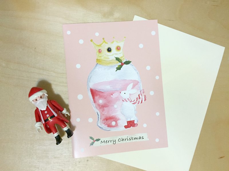 ゾウの森ホワイトラビットマジックボトルクリスマスカードPinkoiXmasクリスマスプレゼント - カード・はがき - 紙 