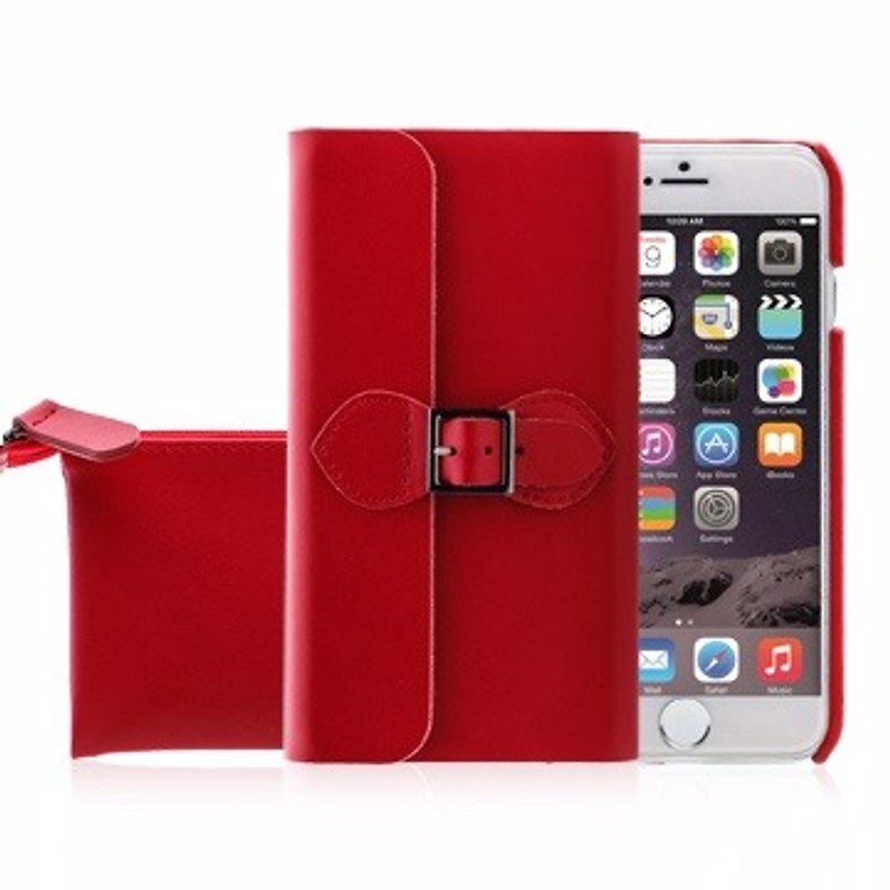 SIMPLE WEAR iPhone 6 / 6S dedicated OSHARE British style Magnetic Leather Case - Red (4716779654493) - Phone Cases - Genuine Leather Red