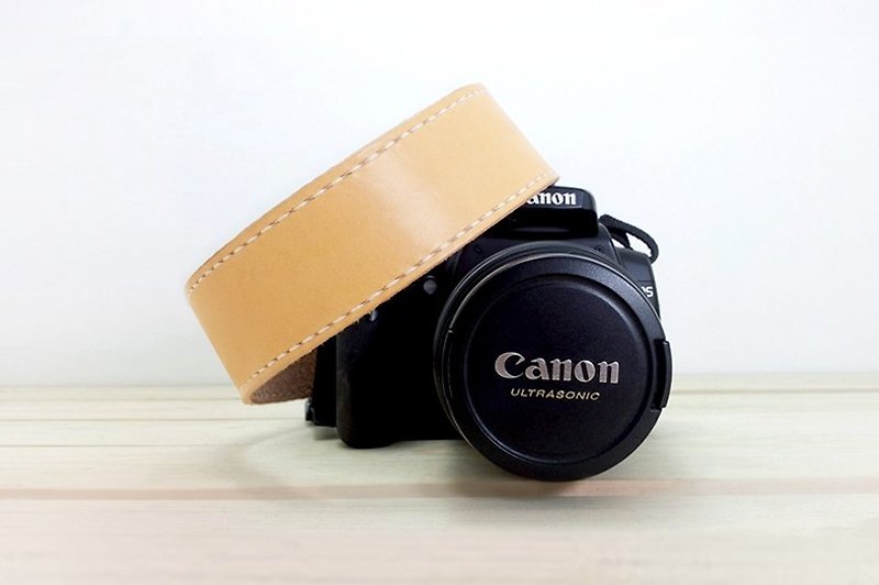 Wide Leather Camera Strap - Cameras - Genuine Leather Gold