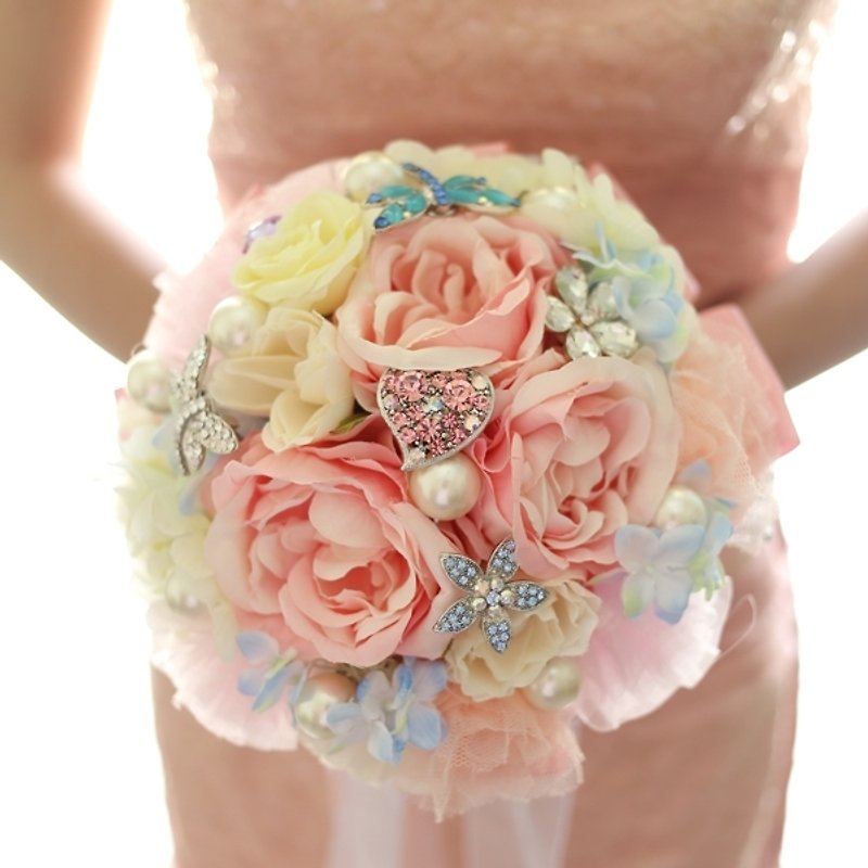 璎珞Manor*ES01*Sunshine Flower Dance / European Bouquet / Simulation Bouquet / Guest Development / Wedding Gift - Dried Flowers & Bouquets - Other Materials Pink