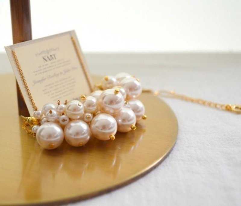 Pearl bubble necklace - สร้อยคอ - โลหะ สีทอง