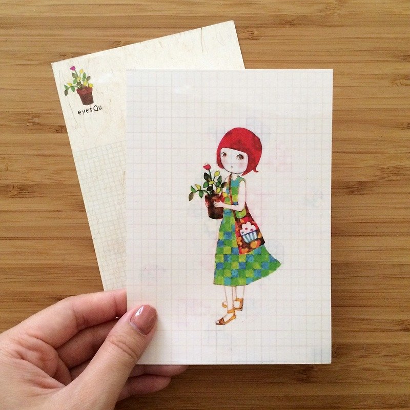 ┇eyesQu┇Grid Girl┇Illustration postcard - การ์ด/โปสการ์ด - กระดาษ ขาว